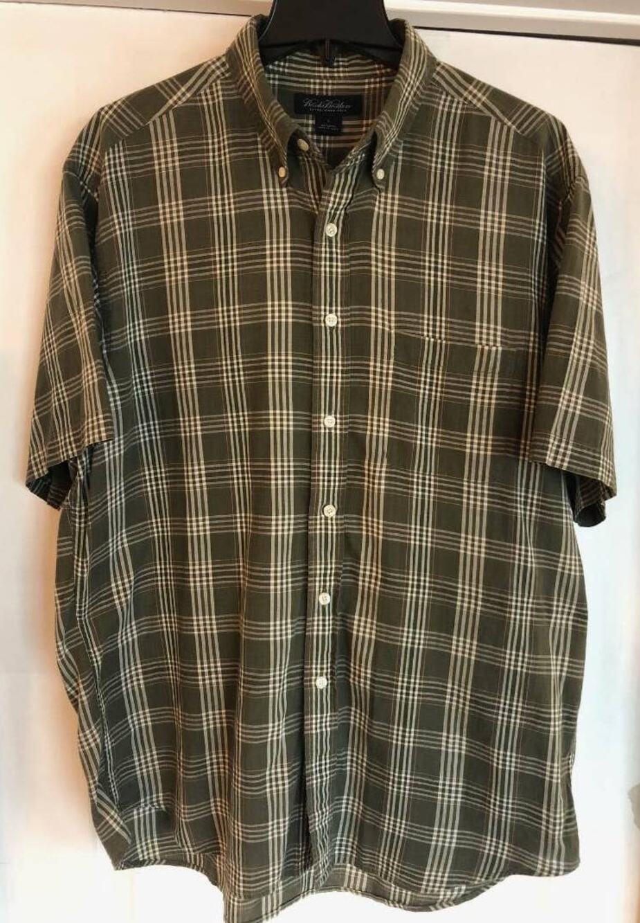 Brooks Brothers Men's Button Down Shirt SS Size L Green Plaid Casual Dress